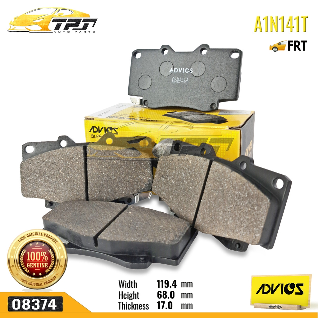 A1N141T - Bố Thắng - Má Phanh TRƯỚC Toyota FORTUNER 2.5 3.0 DIESEL 05-11 HILUX 2.4 2.5 3.0 DIESEL 01-11 ADVICS - Japan