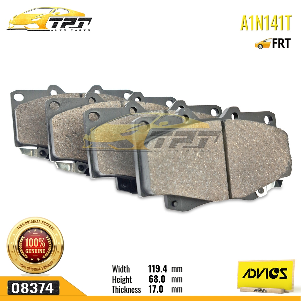 A1N141T - Bố Thắng - Má Phanh TRƯỚC Toyota FORTUNER 2.5 3.0 DIESEL 05-11 HILUX 2.4 2.5 3.0 DIESEL 01-11 ADVICS - Japan