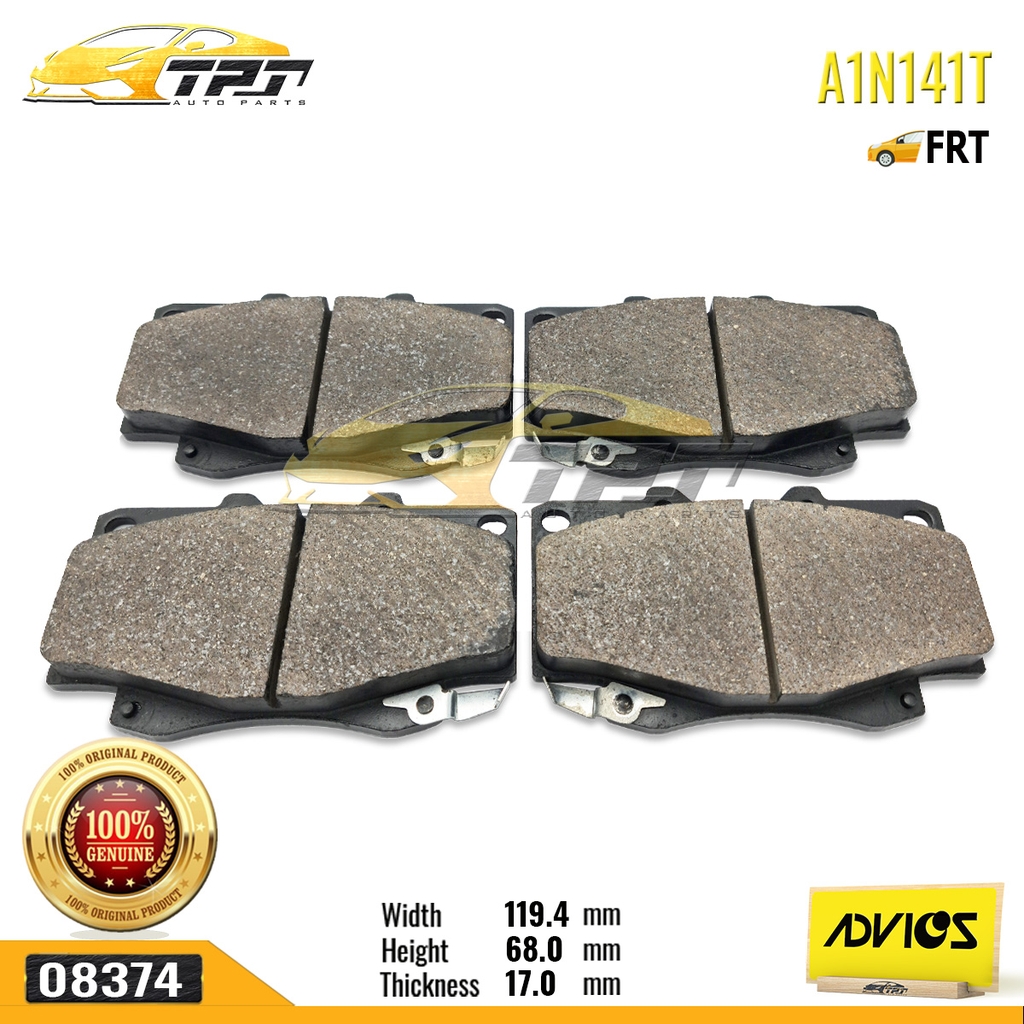 A1N141T - Bố Thắng - Má Phanh TRƯỚC Toyota FORTUNER 2.5 3.0 DIESEL 05-11 HILUX 2.4 2.5 3.0 DIESEL 01-11 ADVICS - Japan