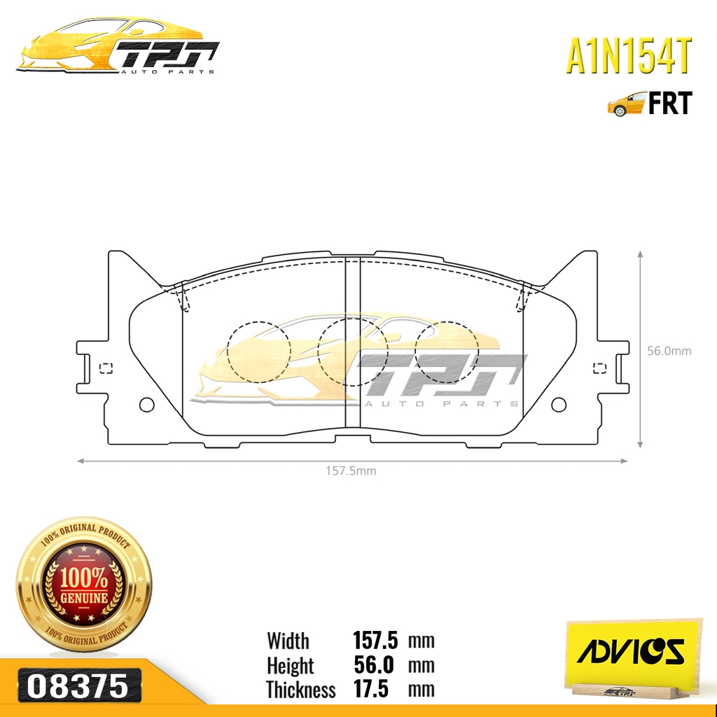 A1N154T - Bố Thắng - Má Phanh TRƯỚC Toyota CAMRY VN 2.0 2.4 2.5 3.0 06- ADVICS - Japan