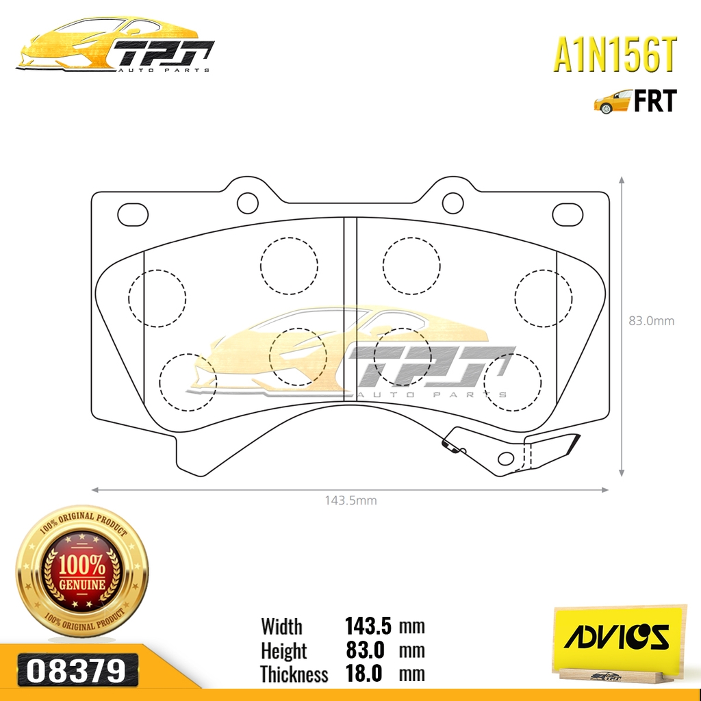 A1N156T - Bố Thắng - Má Phanh TRƯỚC Toyota LAND CRUISER 4.0 4.5 4.6 5.7 07- LEXUS LX470 15- LEXUS LX570 07- ADVICS - Japan