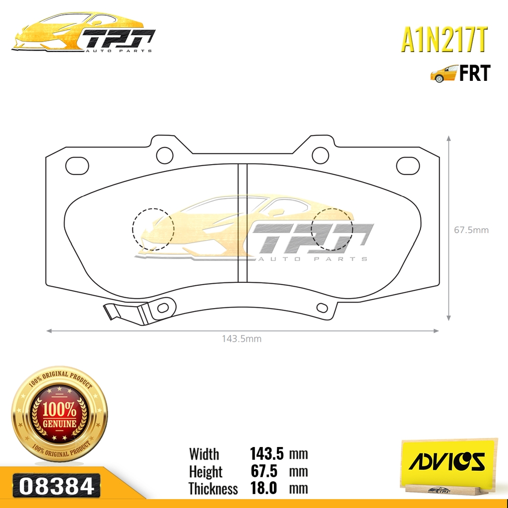 A1N217T - Bố Thắng - Má Phanh TRƯỚC Toyota HILUX WIGO 4WD 2.5 3.0 11-15 ADVICS - Japan