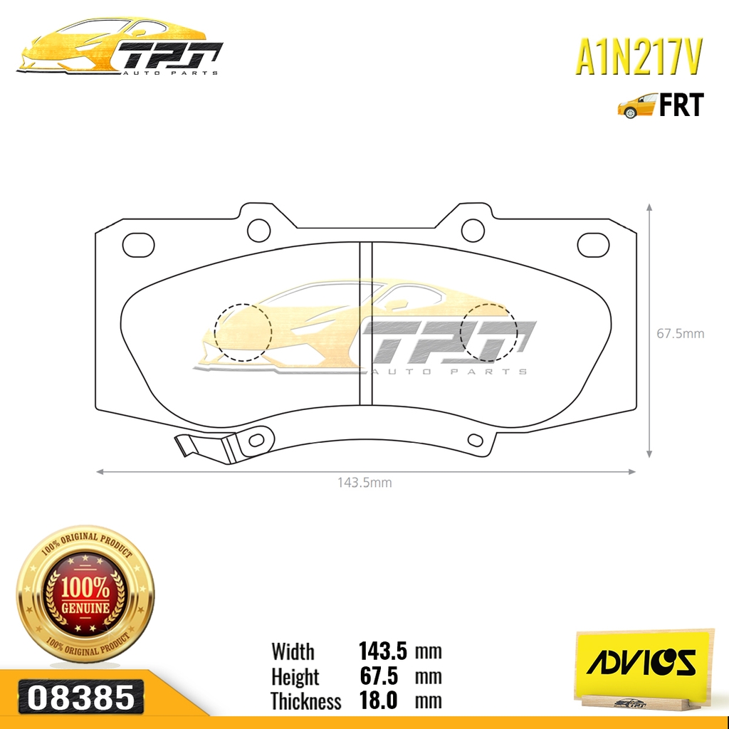 A1N217V - Bố Thắng - Má Phanh TRƯỚC Toyota HILUX WIGO 4WD 2.5 3.0 11-15 ADVICS - Japan