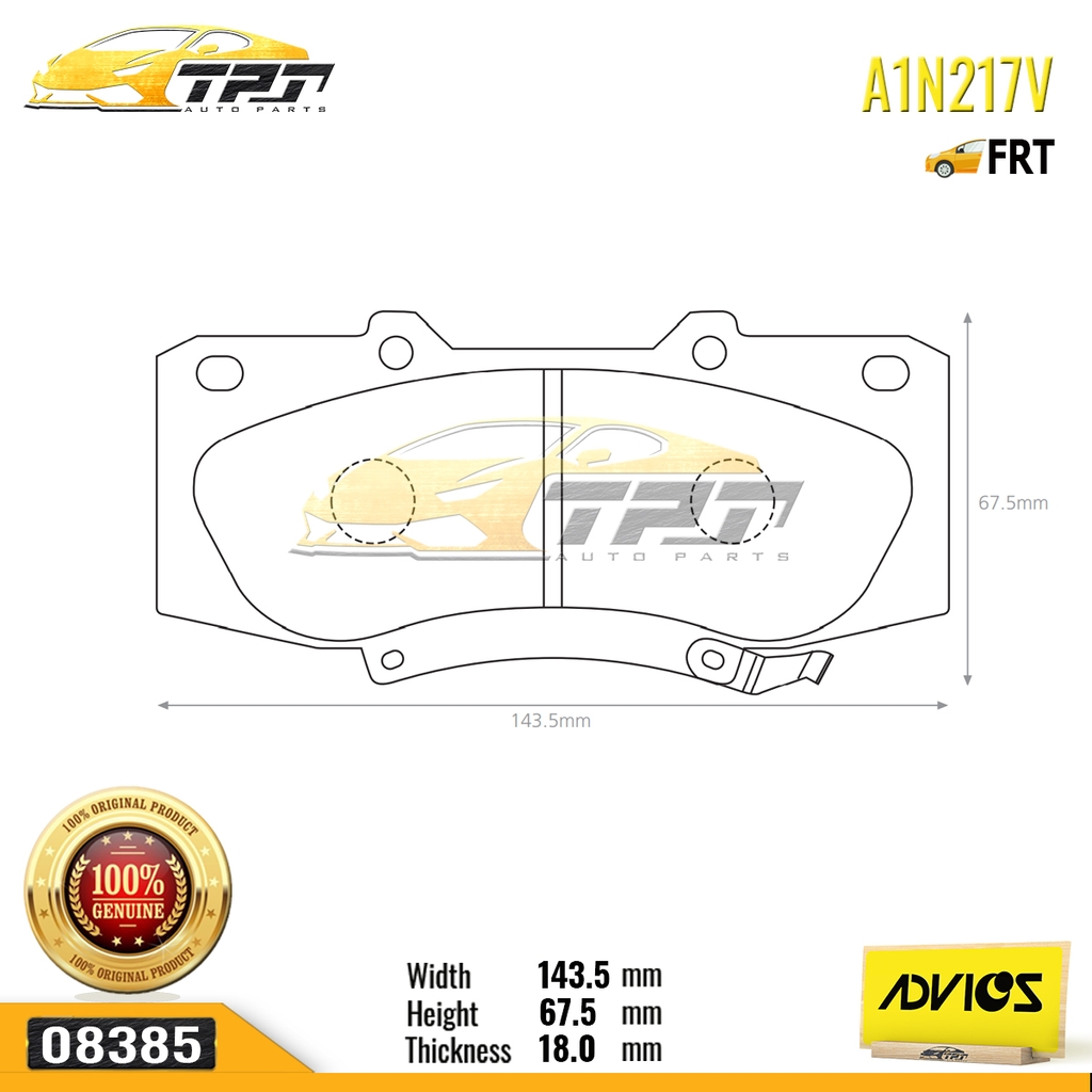 A1N217V - Bố Thắng - Má Phanh TRƯỚC Toyota HILUX WIGO 4WD 2.5 3.0 11-15 ADVICS - Japan
