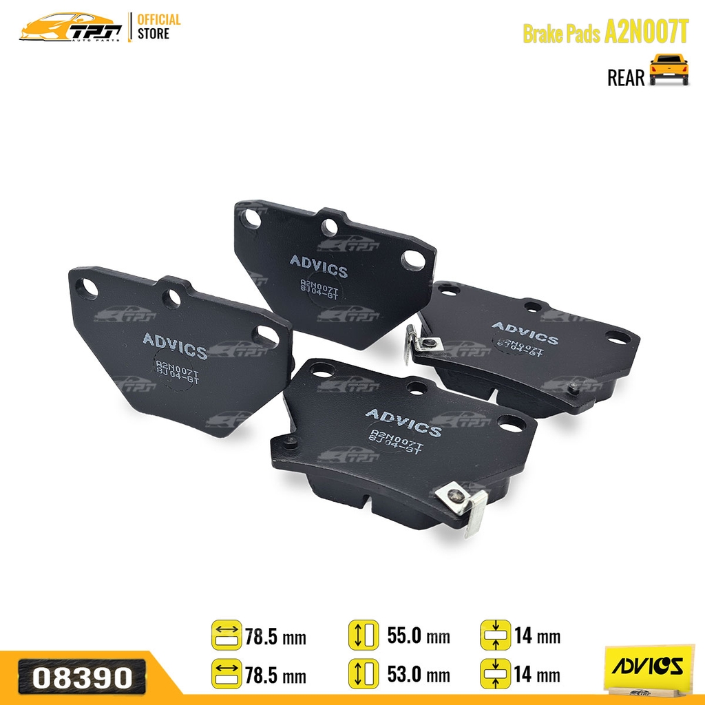 A2N007T - Bố Thắng - Má Phanh SAU Toyota CELICA 1.8 99-02 COROLLA ALTIS 1.3 1.8 01-08 VIOS VN 1.5 03-07 YARIS 1.0 03-05 ADVICS - Japan