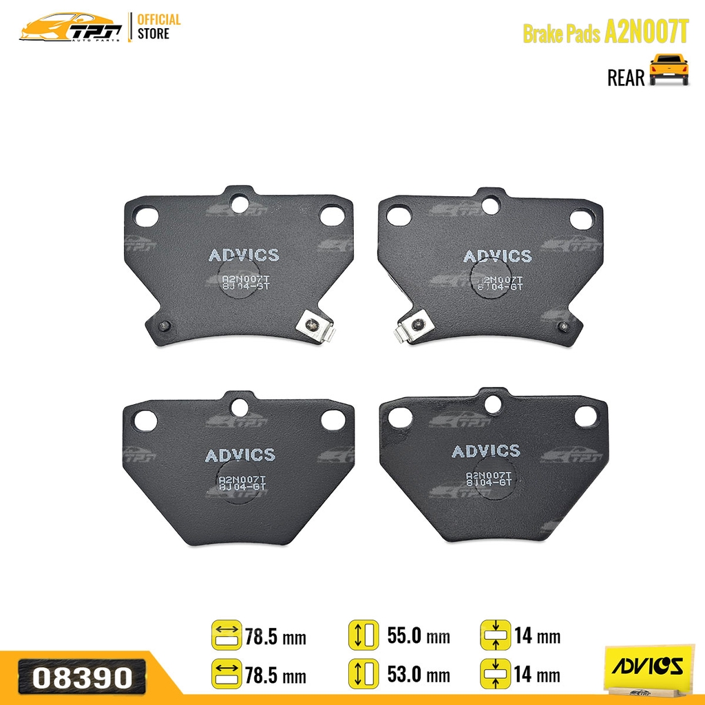 A2N007T - Bố Thắng - Má Phanh SAU Toyota CELICA 1.8 99-02 COROLLA ALTIS 1.3 1.8 01-08 VIOS VN 1.5 03-07 YARIS 1.0 03-05 ADVICS - Japan