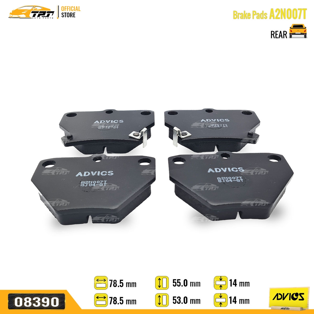 A2N007T - Bố Thắng - Má Phanh SAU Toyota CELICA 1.8 99-02 COROLLA ALTIS 1.3 1.8 01-08 VIOS VN 1.5 03-07 YARIS 1.0 03-05 ADVICS - Japan