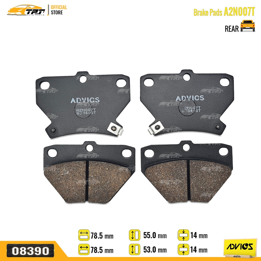 A2N007T - Bố Thắng - Má Phanh SAU Toyota CELICA 1.8 99-02 COROLLA ALTIS 1.3 1.8 01-08 VIOS VN 1.5 03-07 YARIS 1.0 03-05 ADVICS - Japan