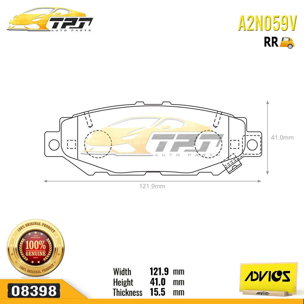 A2N059V - Bố Thắng - Má Phanh SAU Toyota CROWN 2.4 3.0 95-01 LEXUS GS300 93-95 ADVICS - Japan