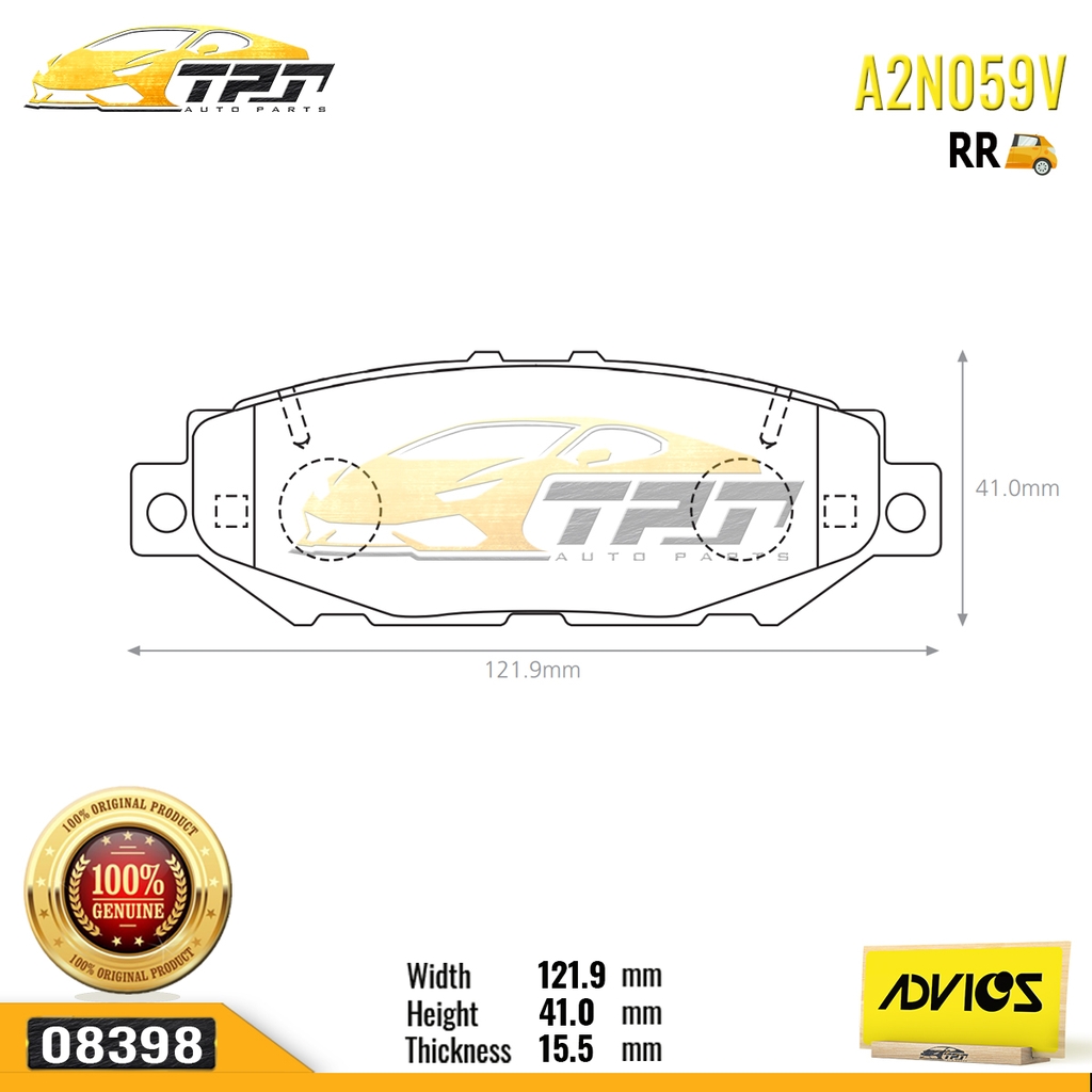 A2N059V - Bố Thắng - Má Phanh SAU Toyota CROWN 2.4 3.0 95-01 LEXUS GS300 93-95 ADVICS - Japan
