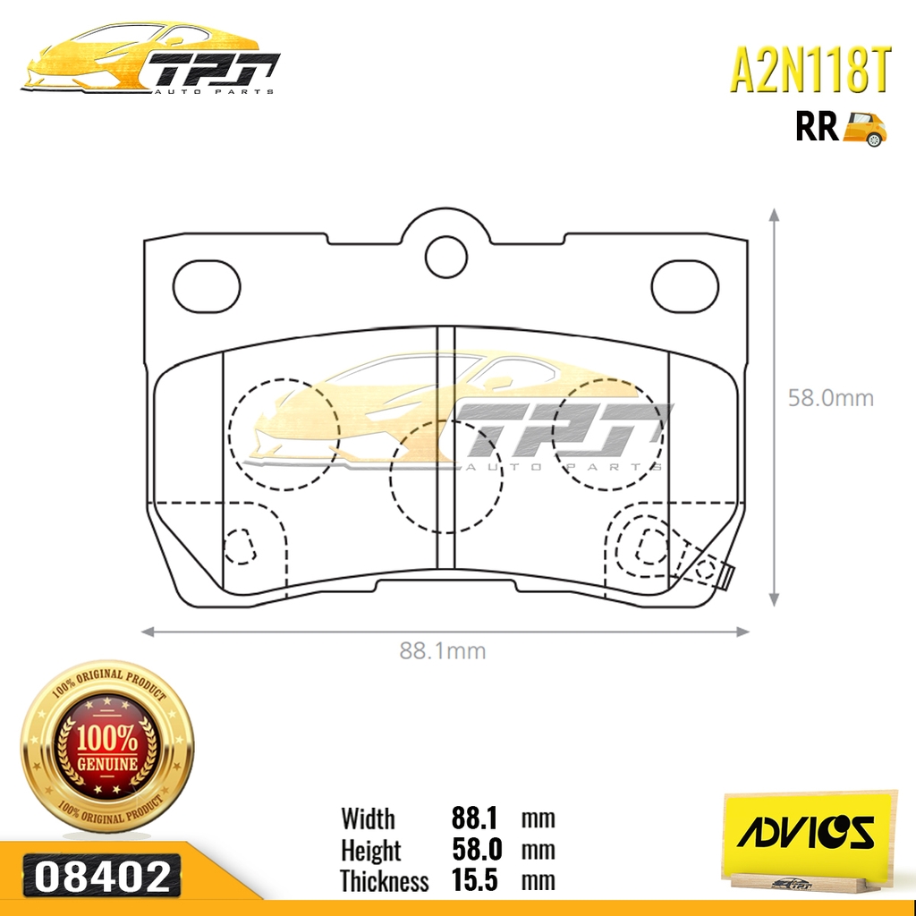 A2N118T - Bố Thắng - Má Phanh SAU Toyota CROWN 3.0 03-08 LEXUS GS300 GS430 GS460 05-11 ADVICS - Japan