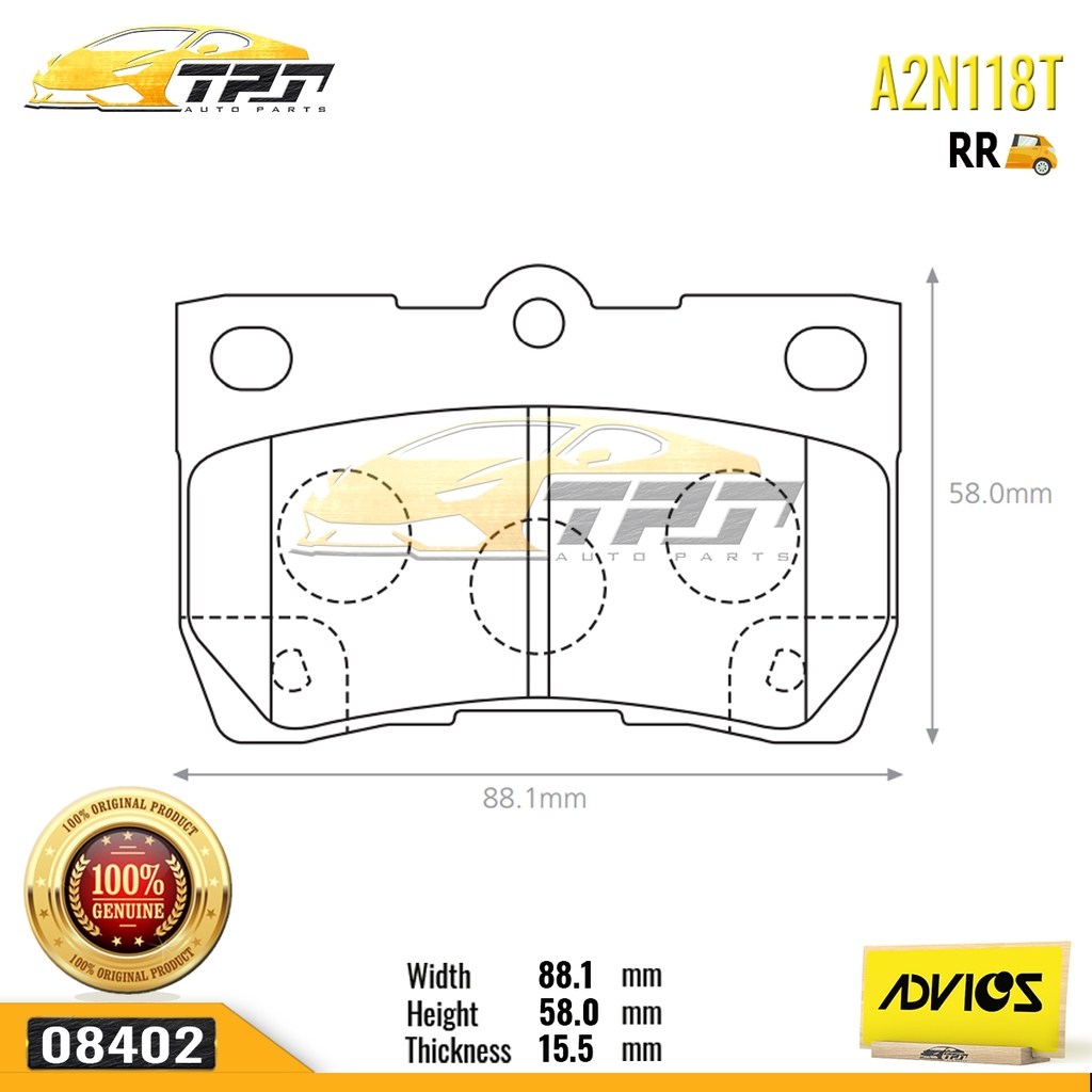A2N118T - Bố Thắng - Má Phanh SAU Toyota CROWN 3.0 03-08 LEXUS GS300 GS430 GS460 05-11 ADVICS - Japan