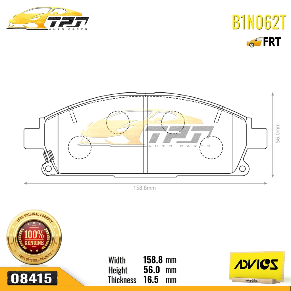 B1N062T - Bố Thắng - Má Phanh TRƯỚC Nissan XTRAIL 2.2 2.5 00-07 Nissan ACURA MDX 3.5 00-06 ADVICS - Japan