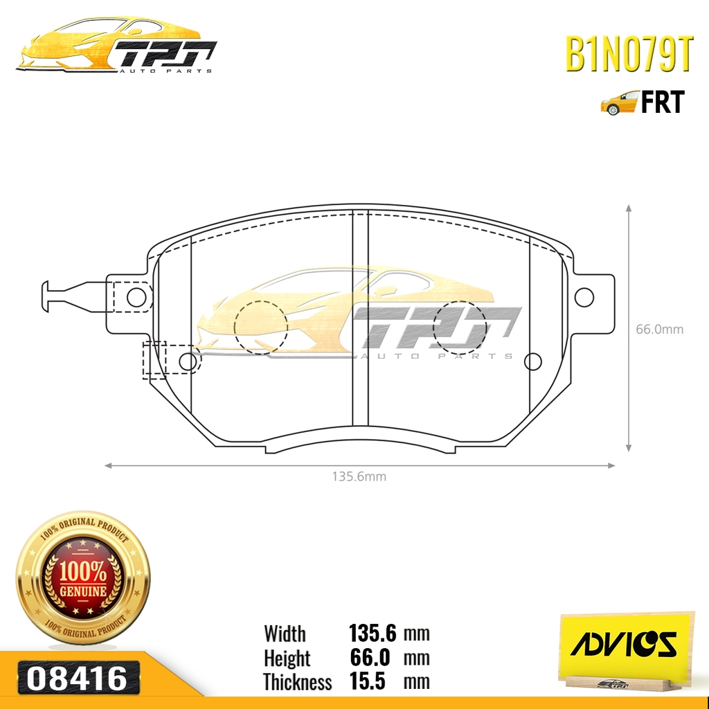 B1N079T - Bố Thắng - Má Phanh TRƯỚC Nissan MURANO 3.5 03-14 ADVICS - Japan