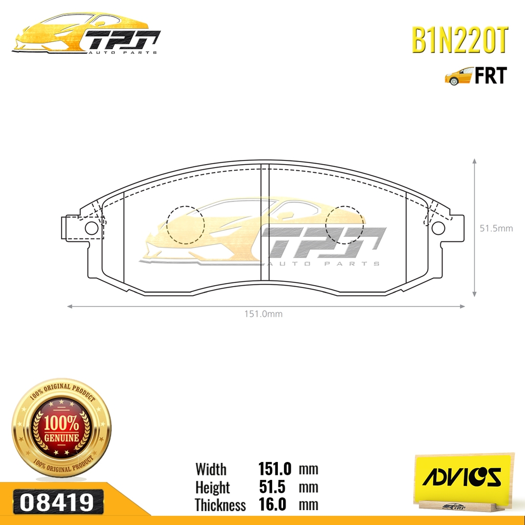 B1N220T - Bố Thắng - Má Phanh TRƯỚC Nissan MAXIMA 3.0 94-99 ADVICS - Japan