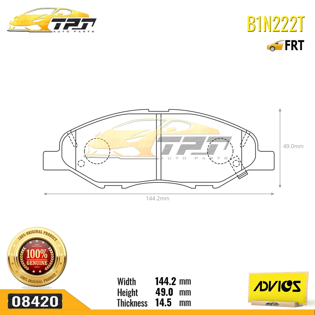 B1N222T - Bố Thắng - Má Phanh TRƯỚC Nissan TIDA 1.8 04-12 ADVICS - Japan