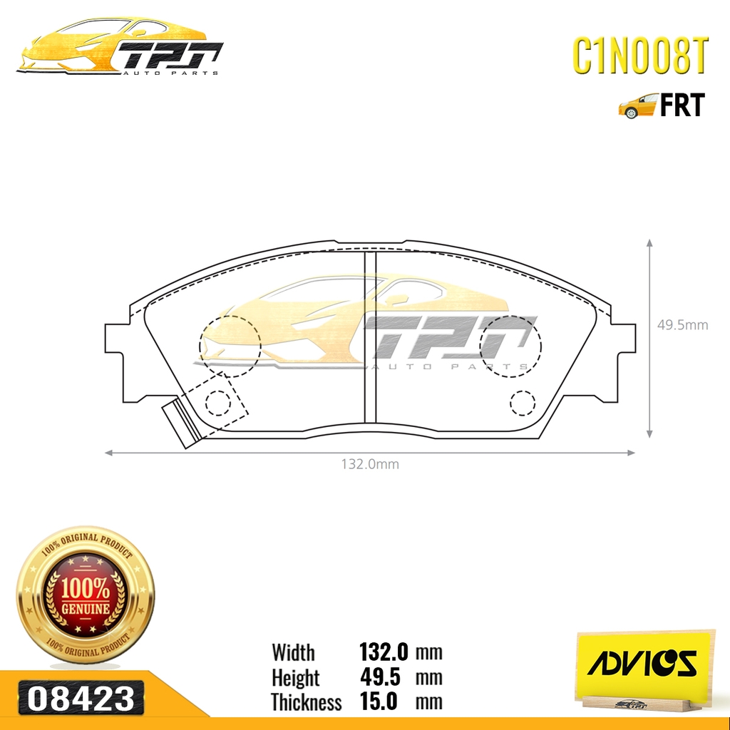 C1N008T - Bố Thắng - Má Phanh TRƯỚC Honda CIVIC CONCERTO 90- INTEGRA 1.5 1.6 85-89 ADVICS - Japan