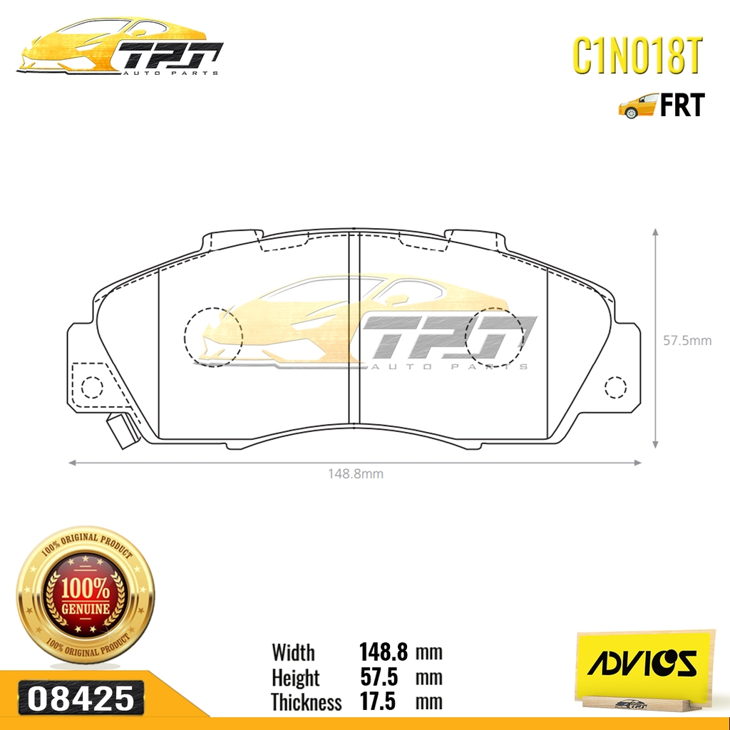 C1N018T - Bố Thắng - Má Phanh TRƯỚC Honda ACCORD 95-97 Honda CRV 2.0 2.4 90-05 ADVICS - Japan