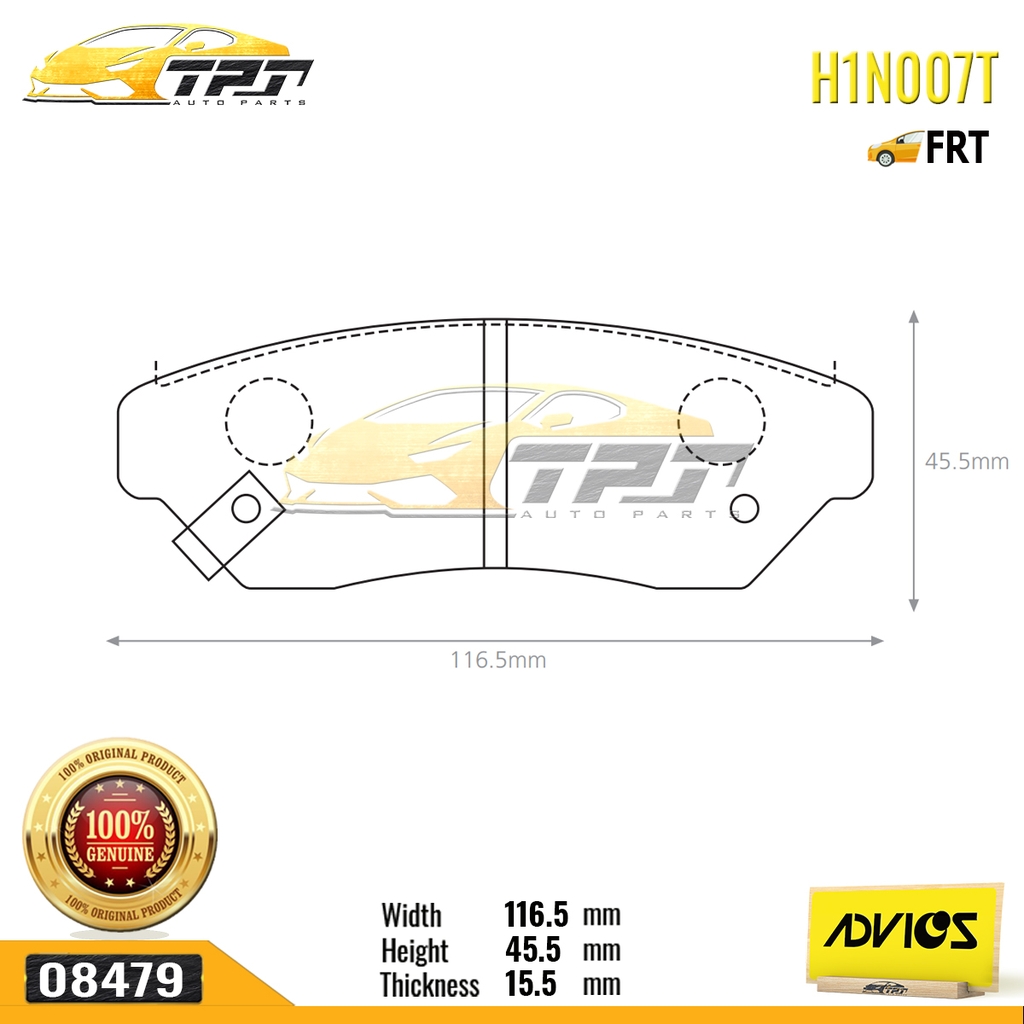 H1N007T - Bố Thắng - Má Phanh TRƯỚC Suzuki VITARA VN 1.6 03-07 ADVICS - Japan