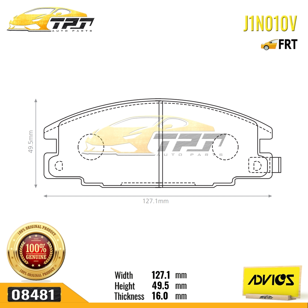 J1N010V - Bố Thắng - Má Phanh TRƯỚC Isuzu HILANDER VN 2.5 03-09 ADVICS - Japan