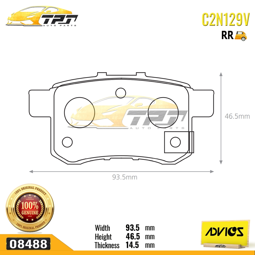 C2N129V - Bố Thắng - Má Phanh SAU Honda ACCORD 08-12 ADVICS - Japan