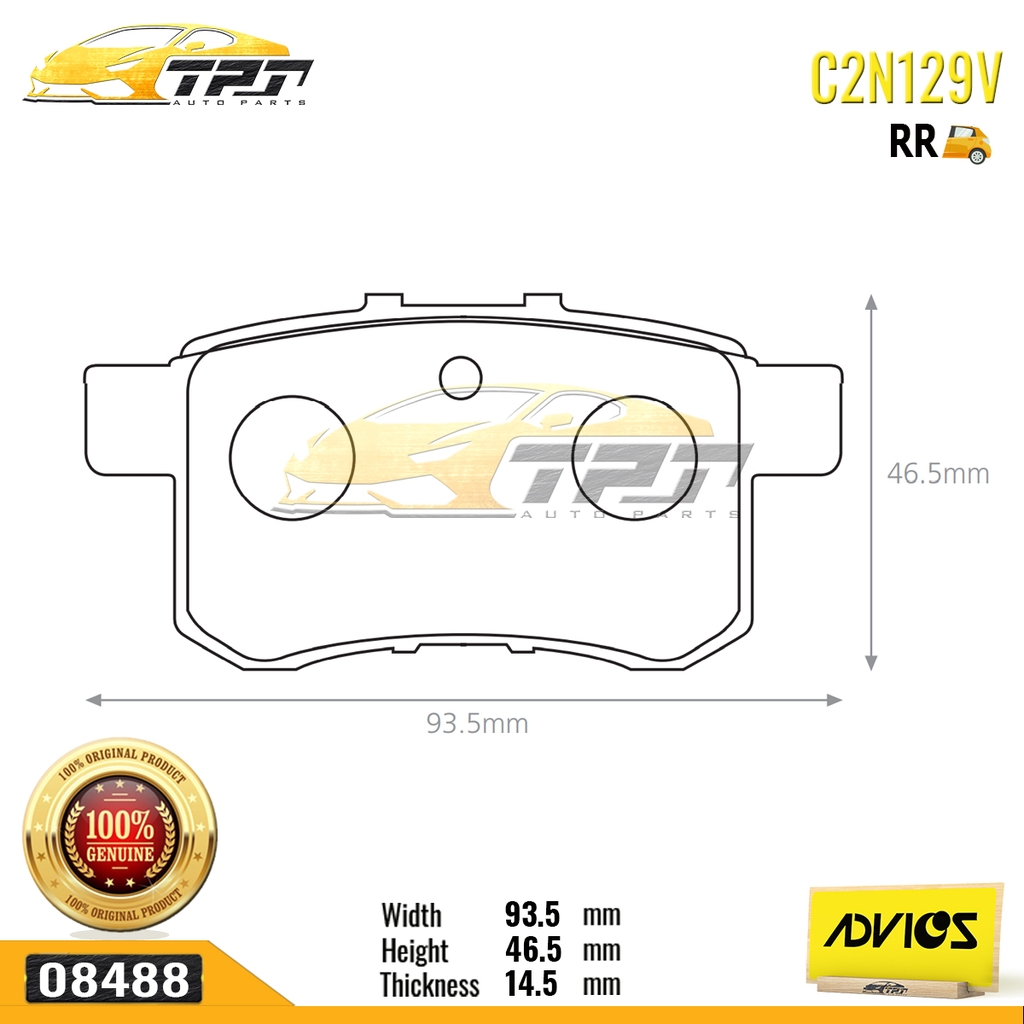 C2N129V - Bố Thắng - Má Phanh SAU Honda ACCORD 08-12 ADVICS - Japan