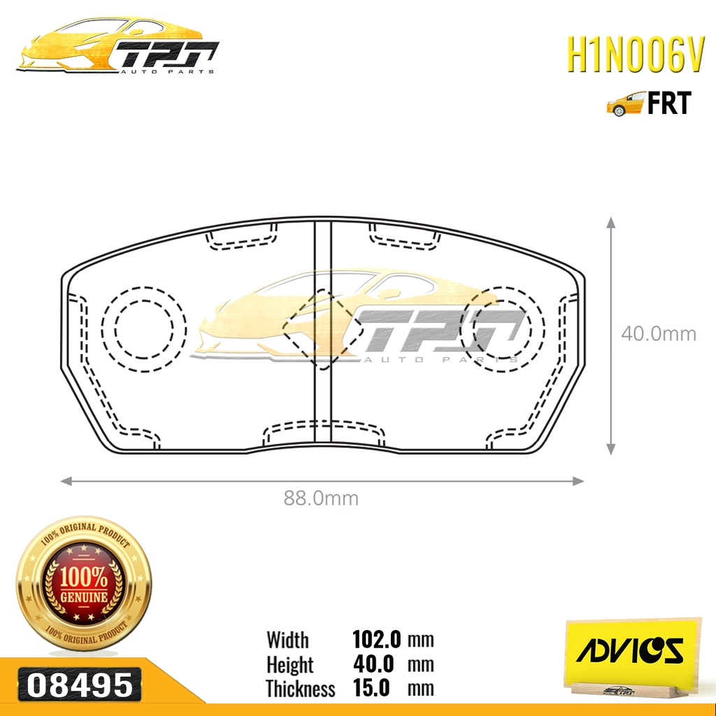 H1N006V - Bố Thắng - Má Phanh TRƯỚC Suzuki CARRY VN 1.5 (500KG) 97- VINAXUKI 500KG ADVICS - Japan