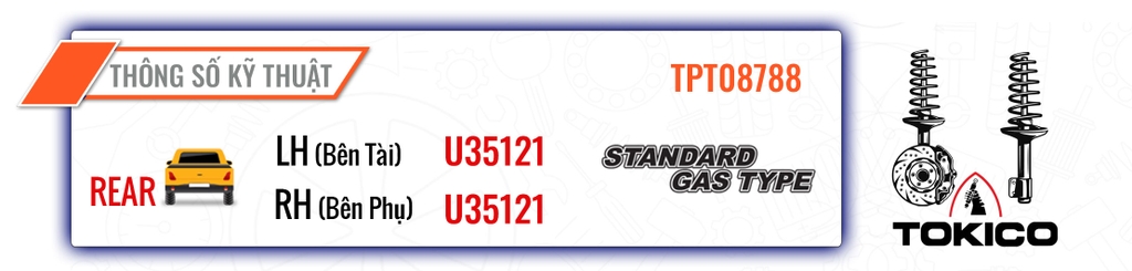 U35121 - U35121 Hơi Phuộc Nhún - Giảm Xóc SAU Honda ACCORD 13- TOKICO - Japan