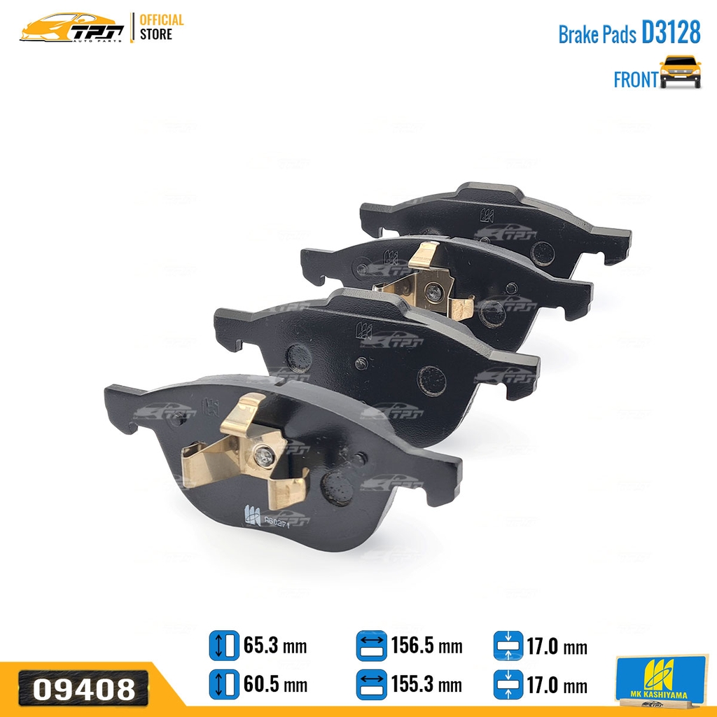 D3128 Bố Thắng - Má Phanh TRƯỚC Mazda 3 VN 1.6 04-14 Ford FOCUS VN 1.6 1.8 2.0 05- ECOSPORT VN 1.0 1.5 14- MK Kashiyama - Japan