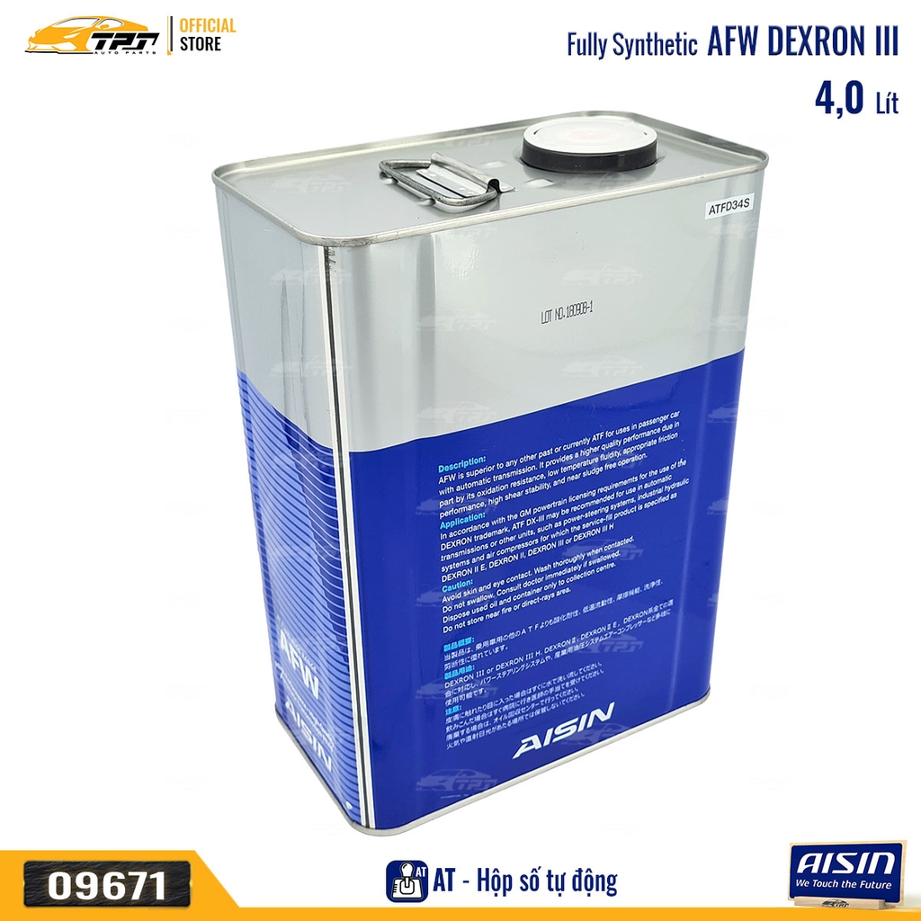 AFW Nhớt Hộp Số Tự Động 3 Cấp Dexron III ATFD34S [4 Lít] AISIN - Japan