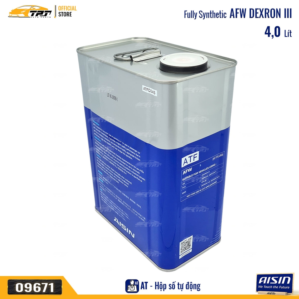 AFW Nhớt Hộp Số Tự Động 3 Cấp Dexron III ATFD34S [4 Lít] AISIN - Japan