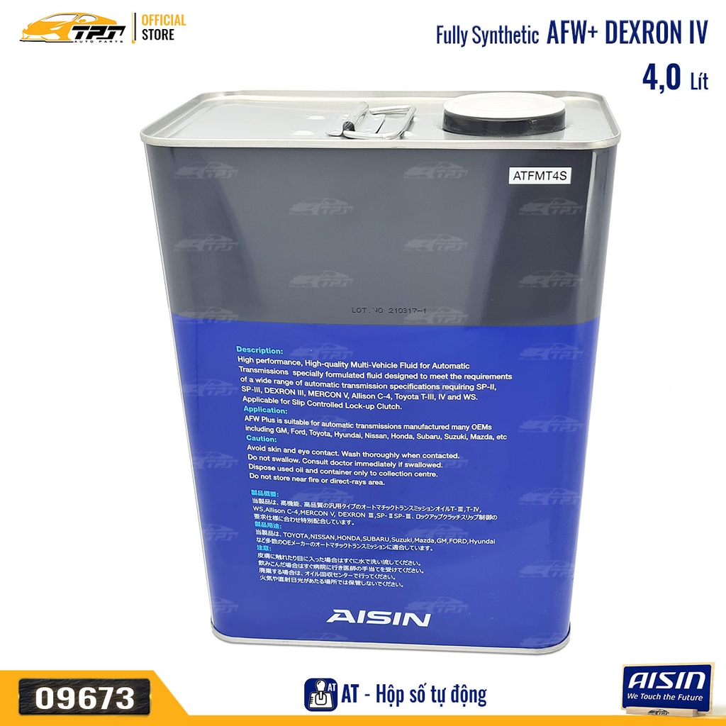 AFW+ Nhớt Hộp Số Tự Động 4-5 Cấp ATF Multi ATFMT4S [4 Lít] AISIN - Japan
