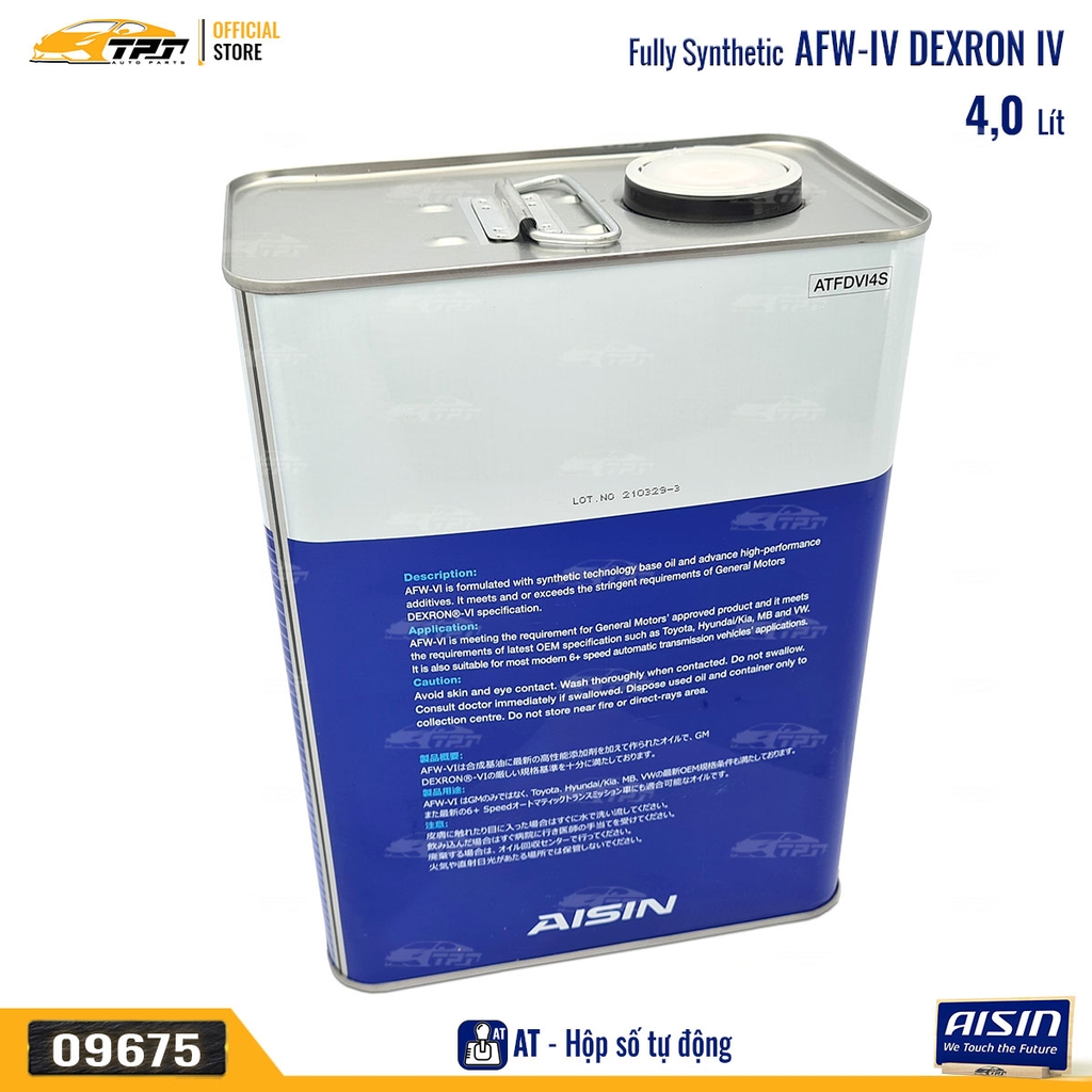 AFW VI Nhớt Hộp Số Tự Động AT 6-7 CAP Dexron VI ATFDVI4S [4 Lít] AISIN