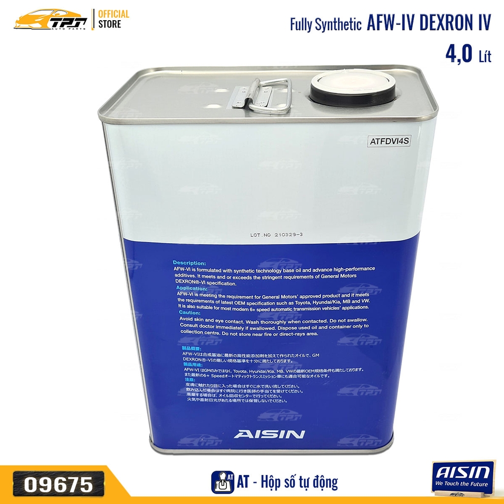 AFW VI Nhớt Hộp Số Tự Động AT 6-7 CAP Dexron VI ATFDVI4S [4 Lít] AISIN
