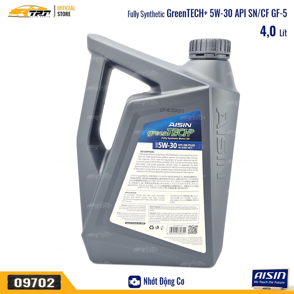 5W-30 SN/CF Nhớt Động Cơ Fully Synthetic ESFNP0534PN [4 Lít] AISIN - Japan