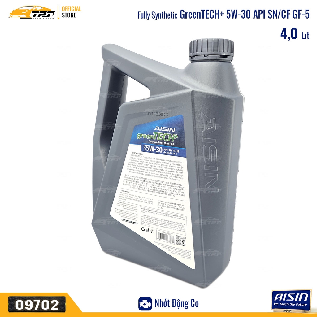 5W-30 SN/CF Nhớt Động Cơ Fully Synthetic ESFNP0534PN [4 Lít] AISIN - Japan