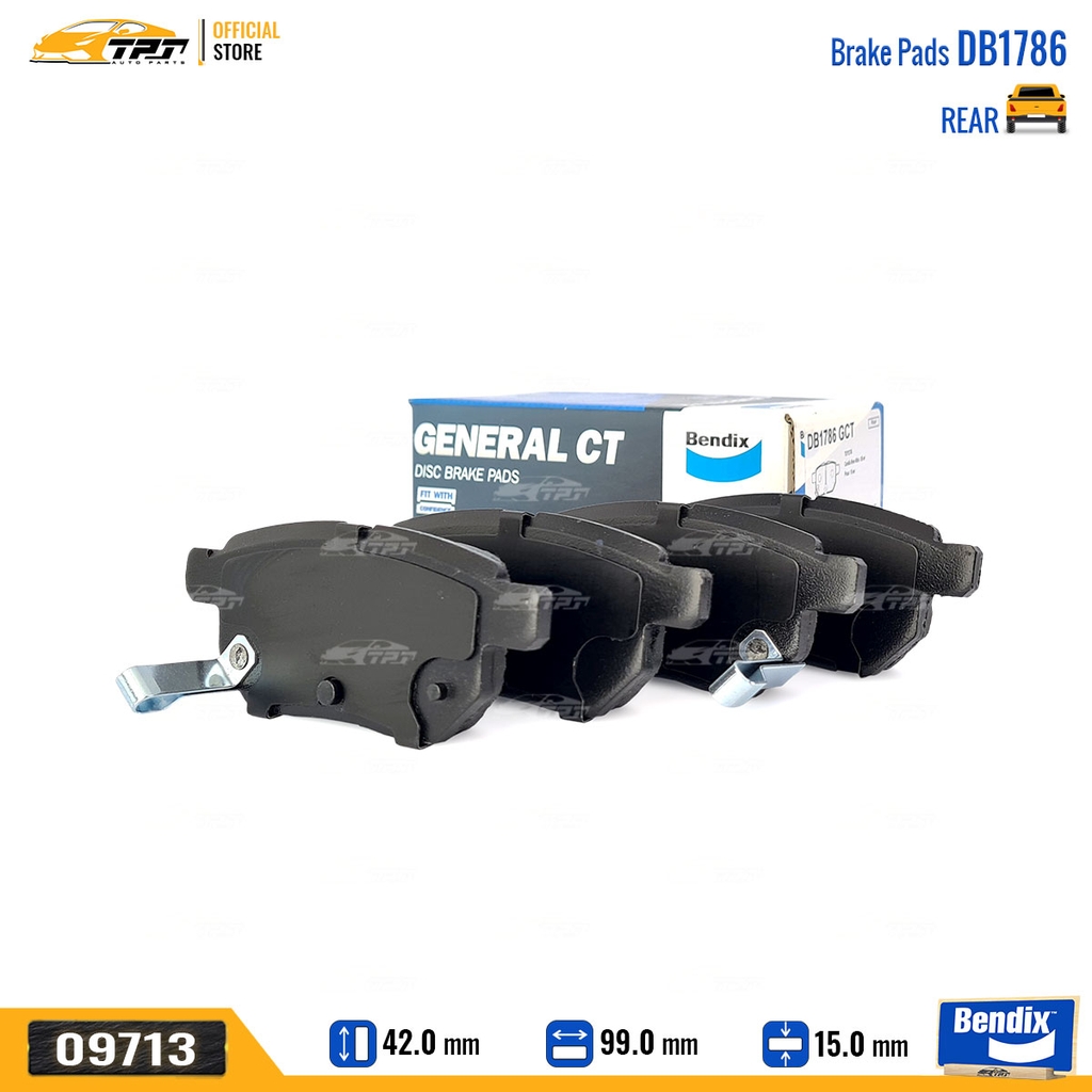 DB1786GCT Bố Thắng - Má Phanh SAU Toyota VIOS 07- Toyota COROLLA ALTIS 08- YARIS 05- Bendix - USA