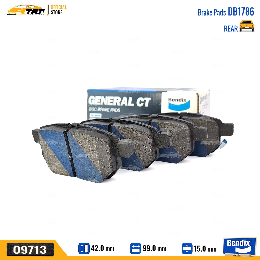 DB1786GCT Bố Thắng - Má Phanh SAU Toyota VIOS 07- Toyota COROLLA ALTIS 08- YARIS 05- Bendix - USA