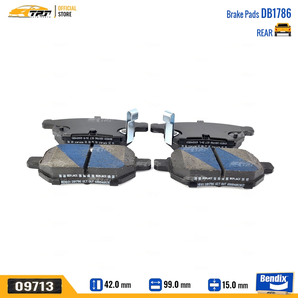 DB1786GCT Bố Thắng - Má Phanh SAU Toyota VIOS 07- Toyota COROLLA ALTIS 08- YARIS 05- Bendix - USA