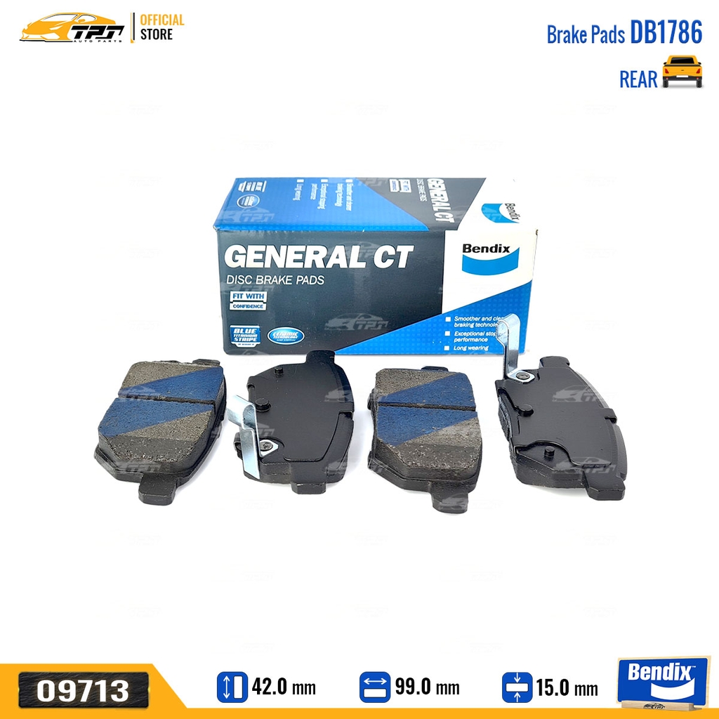 DB1786GCT Bố Thắng - Má Phanh SAU Toyota VIOS 07- Toyota COROLLA ALTIS 08- YARIS 05- Bendix - USA