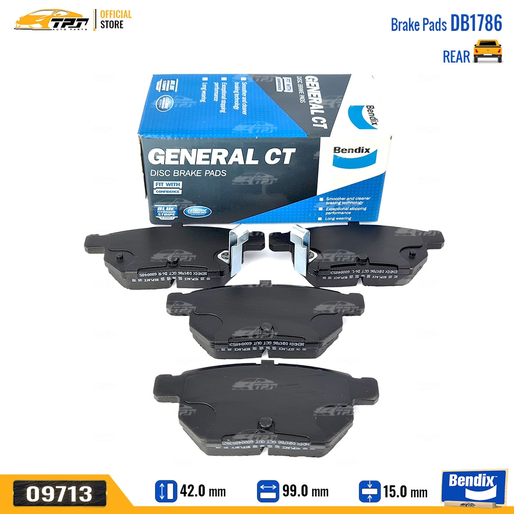 DB1786GCT Bố Thắng - Má Phanh SAU Toyota VIOS 07- Toyota COROLLA ALTIS 08- YARIS 05- Bendix - USA