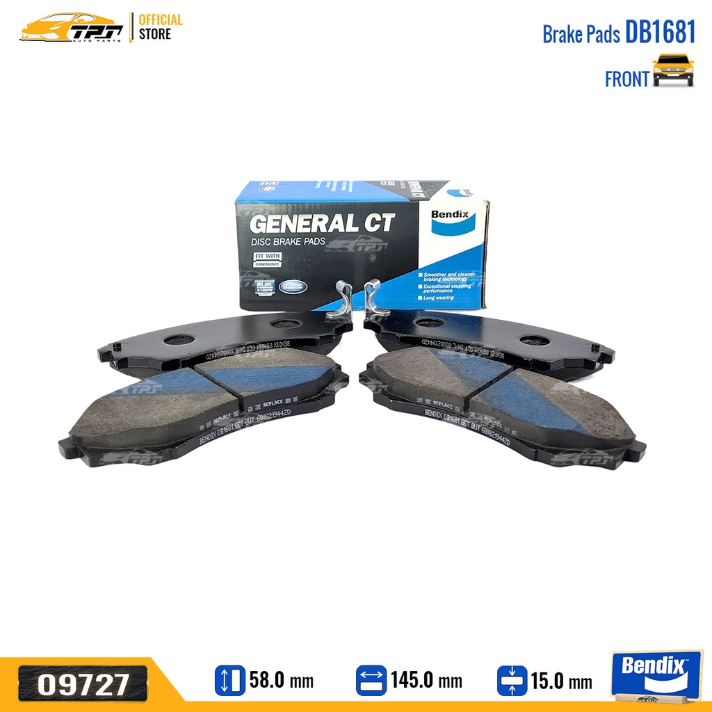 DB1681GCT Bố Thắng - Má Phanh TRƯỚC Ford RANGER 03-11 EVEREST 05-14 Bendix - USA