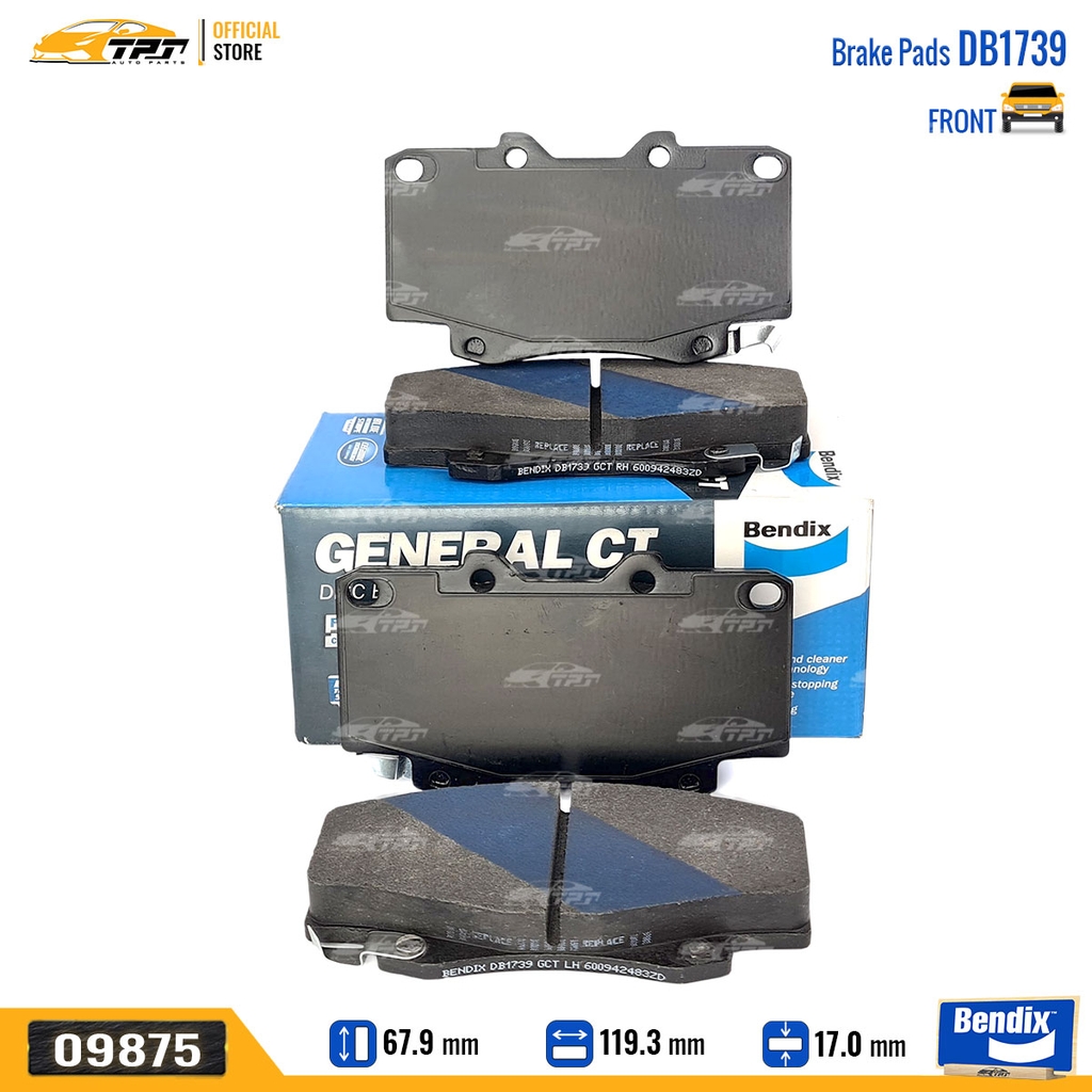 DB1739GCT Bố Thắng - Má Phanh TRƯỚC Toyota FORTUNER DIESEL 05-11 HILUX 01-11 Bendix - USA