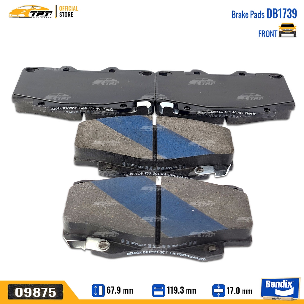 DB1739GCT Bố Thắng - Má Phanh TRƯỚC Toyota FORTUNER DIESEL 05-11 HILUX 01-11 Bendix - USA