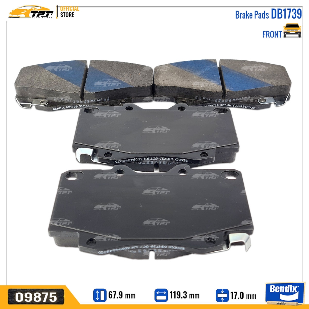 DB1739GCT Bố Thắng - Má Phanh TRƯỚC Toyota FORTUNER DIESEL 05-11 HILUX 01-11 Bendix - USA