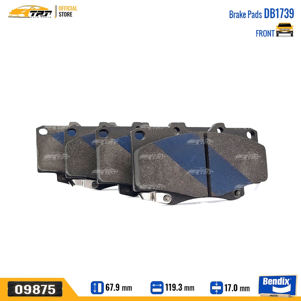 DB1739GCT Bố Thắng - Má Phanh TRƯỚC Toyota FORTUNER DIESEL 05-11 HILUX 01-11 Bendix - USA