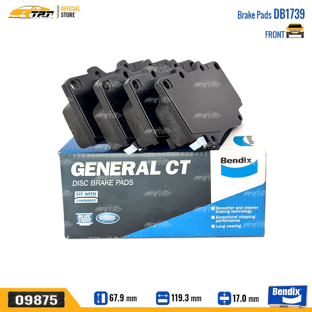 DB1739GCT Bố Thắng - Má Phanh TRƯỚC Toyota FORTUNER DIESEL 05-11 HILUX 01-11 Bendix - USA