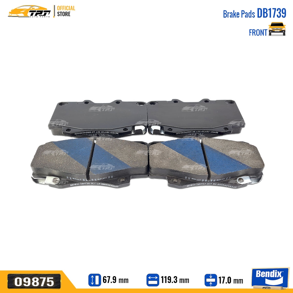 DB1739GCT Bố Thắng - Má Phanh TRƯỚC Toyota FORTUNER DIESEL 05-11 HILUX 01-11 Bendix - USA