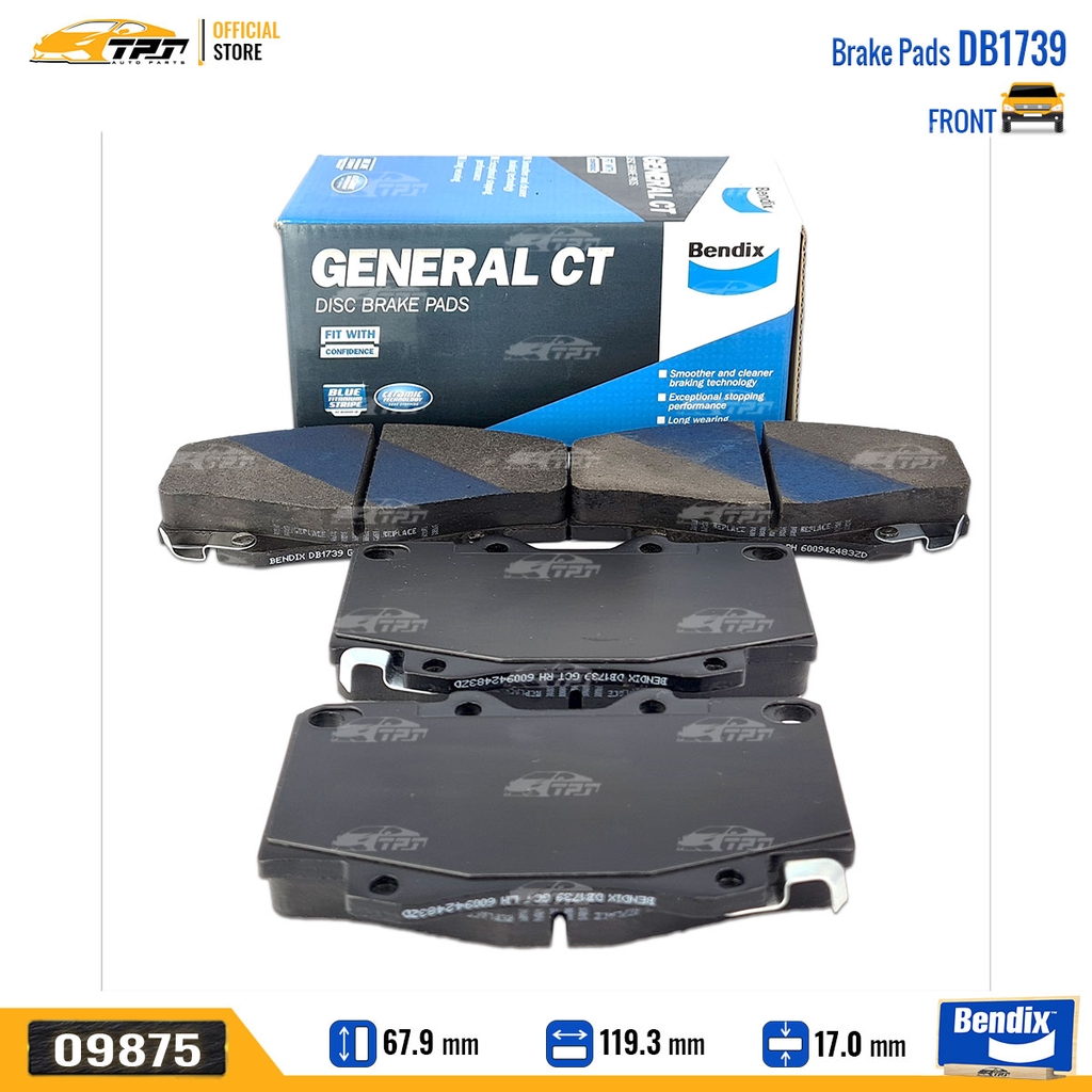 DB1739GCT Bố Thắng - Má Phanh TRƯỚC Toyota FORTUNER DIESEL 05-11 HILUX 01-11 Bendix - USA