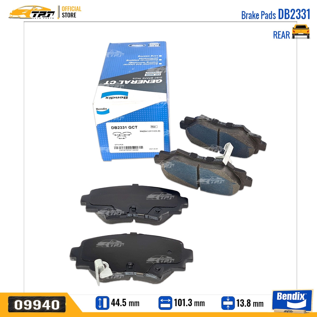 DB2331GCT Bố Thắng - Má Phanh SAU Mazda 3 04-16 Ford FOCUS 05-19 Bendix - USA